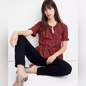 Madewell Studio Ruffle-Hem Top in Clanton Plaid